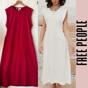 Free People dress maxi cotton cutout pleated